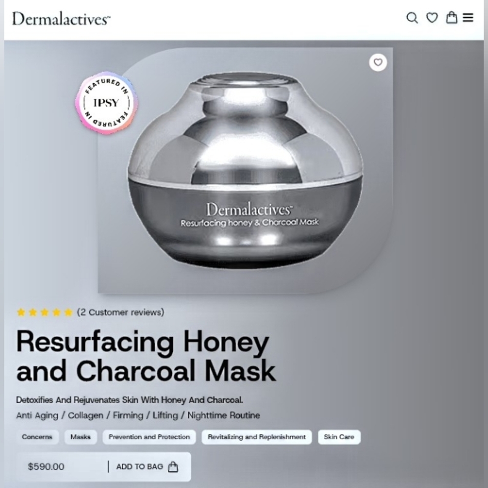 Dermalactives Resurfacing Honey and Charcoal Mask